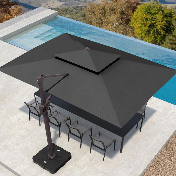 10' X 13 'Patio Umbrella with LED Light Outdoor Cantilever Umbrellas