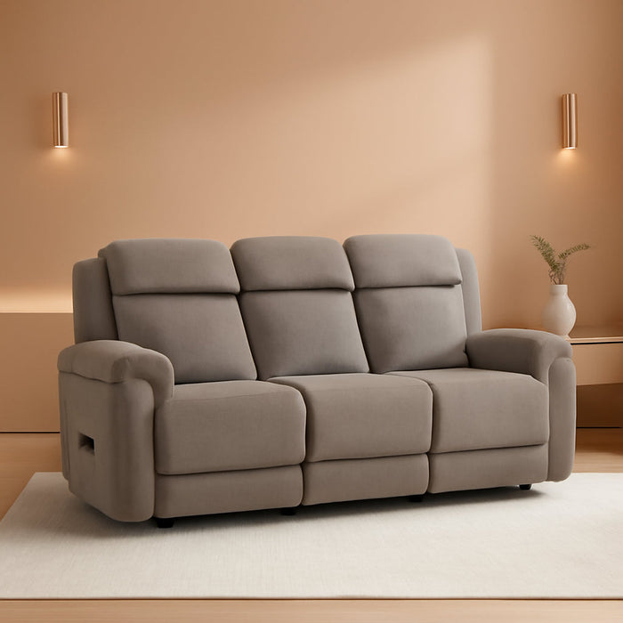 Power Reclining Sofa, 3 Seat Electric Recliner Couch for Adults, Adjustable Home Theater Seating with Side Pocket for Small Space, Living Room, Office(Khaki)