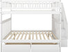 Full Over Full Bunk Bed GrayStairsWithDrawersStorageSystem