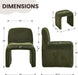 Green Chenille Upholstered Accent Chair with Ottoman Set, Modern Armless Chair Side Chairs for Living Room, Bedroom, Small Space, Reception Room, No Assembly Required