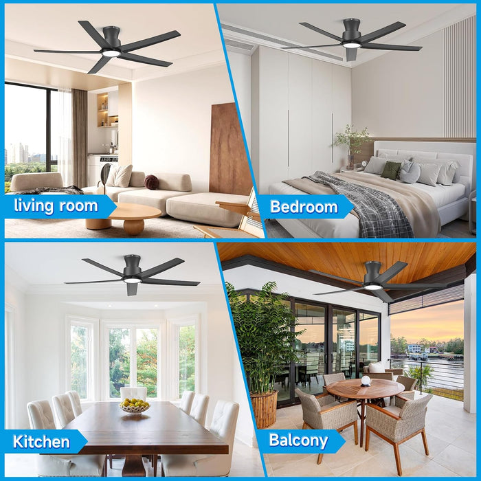 52-Inch Quiet Smart Black Ceiling Fan Brushless