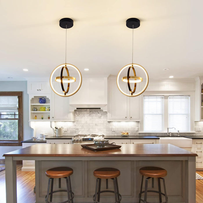 Black Gold Chandelier 11.8Inches Pendant Light Fixture