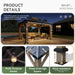 10' X 12' Outdoor Wood Gazebo, Hardtop Gazebo Permanent Wooden Pavilion with Galvanized Steel Double Roof, for Garden, Backyard, Patio, Cedar Wood, Grey