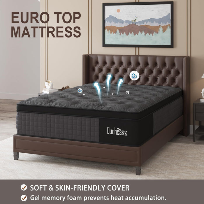 Queen Mattress, 12 Inch Hybrid Mattresses Black with Gel Memory Foam and Individually Pocket Innerspring Medium Firm for Motion Isolation, Edge Support, 100 Night Trial