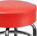 Bruno 2 Pack Double Ring Chrome Barstool with Red Seat