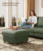 Green Corduroy Storage Ottoman, 25" Large Living Room Ottoman, Tool-Free Setup Ottomans with Storage, Solid Wood Coffee Table, Comfy Bench for Bedroom, Ottomans for Living Room Home Office