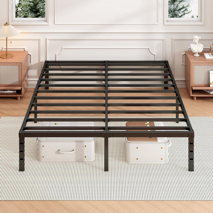 16 Inch Full Bed Frame, under Bed Storage, Black