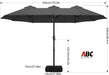 15FT Double-Sided Rectangle Patio Umbrella with Base, Dark Gray