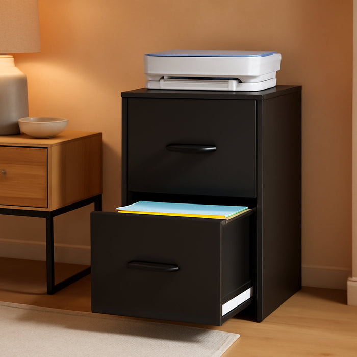 2 Drawer File Cabinet with Lock, Vertical Filing Cabinet for Home Office, Heavy Duty Storage Cabinet for Letter Size, Assembly Required(Black)