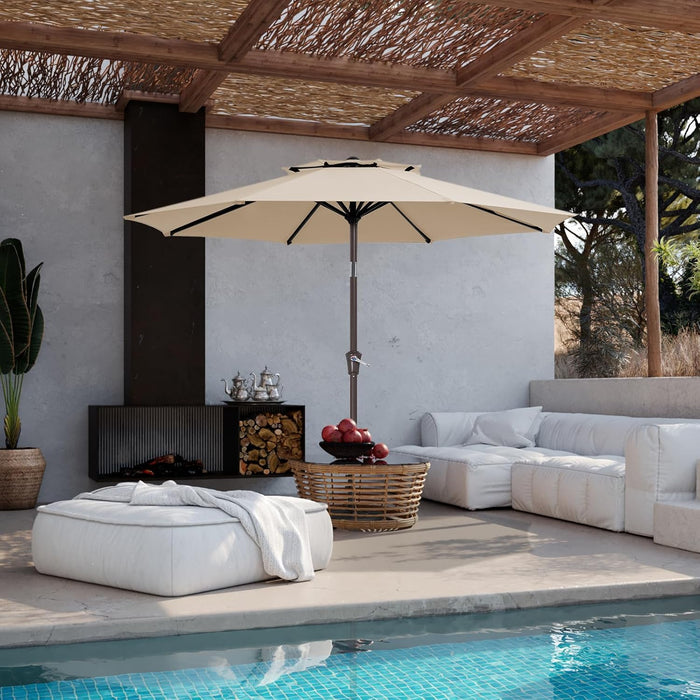 Nine Foot Patio Umbrella With Tilt And Crank Beige UV Protected