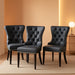 Leather Dining Chairs Set of 4, Upholstered Dining Chair with Nailhead Trim and Solid Wood Legs, Luxury Wingback Dining Side Chair for Living Room, Bedroom, Kitchen (Black)