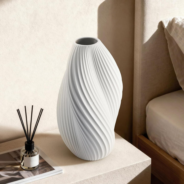 11.9" Modern Ceramic Table Lamp, Fully Dimmable Modern Bedside Lamps for Bedroom, Living Room and Nightstand, White Translucent Ceramic Shade, Warm Ambient Lighting, Corded, Bulb Included