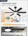 52 Inch Ceiling Fans with Lights, Indoor/Outdoor Modern Ceiling Fan with Reversible Blade and 2 Rods, Quiet DC Motor, 3CCT & 6-Speed Remote Control, Dual Finish Blade for Living Room/Bedroom