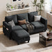 Convertible Sectional Sofa Couch L Shaped Couch Sofa for Living Room Small 3 Seater Sofa Couch with Storage Ottoman and Side Pockets(Grayish Black)