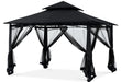 10' X 12' Outdoor Patio Gazebo Double Roof Steel Frame with Mesh Walls, Black