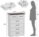 White Farmhouse Dresser for Bedroom, Modern 6 Chest of Drawers, 44" Tall Chest of Drawers W/Brushed Metal Handle, Wood Closet Organizers and Storage Cabinet for Bedroom, Living Room, Hallway