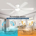 56 Inch Ceiling Fans with Lights, White Flush Mount Ceiling Fan with Light and Remote/App Control, 3Cct,Dimmable, Noiseless, Low Profile Ceiling Fan for Bedroom, Patio, Indoor/Outdoor Use