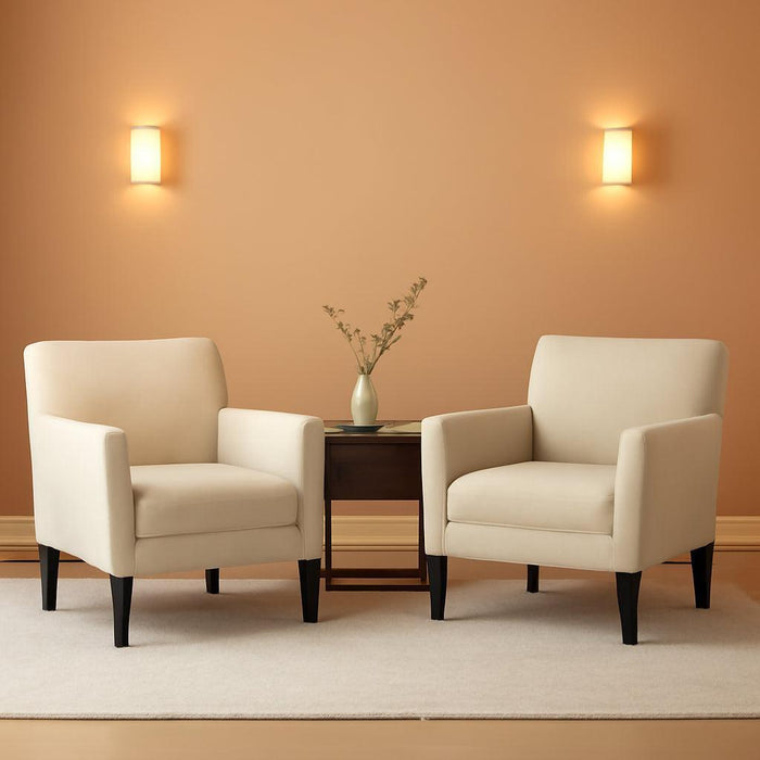 Accent Chair Set of 2 for Living Room, Modern Upholstered Fabric Accent Armchair with Back, Soft Single Sofa Chair with Arms for Bedroom/Office/Reception Room, Oatmeal