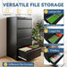 4 Drawer File Cabinet with Lock, Black Metal Lateral Filing Cabinet