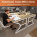 47'' Computer Desk Home Office Desk, Modern Computer Desk W/U Shaped Metal Frame, Storage Shelves, PC Table Study Writing Desk Workstation for Home Office (55Inch/Light Walnut Color)