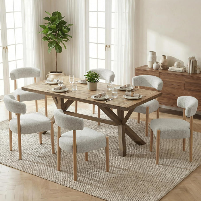 Wooden Dining Chairs Set of 4 with Rubberwood Legs, Curved Backrest