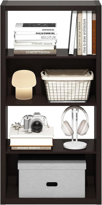 Viola Book Shelf, 4-Tier Bookshelf, Bookcase with Open Shelf, 11.3 X 23.2 X 45.4, for Living Room, Bedroom, Home Office, Dark Oak