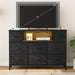 LED Entertainment Center, TV Stand Dresser with Charging Station