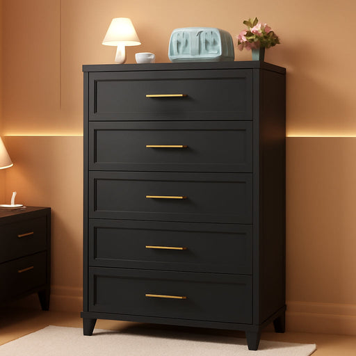 Metal Dresser Black Tall Dresser for Bedroom, 53.54" H 5 Drawers Dresser, Closet Dressers & Chests of Drawers for Hallway