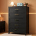 Metal Dresser Black Tall Dresser for Bedroom, 53.54" H 5 Drawers Dresser, Closet Dressers & Chests of Drawers for Hallway