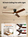 52 Inch Solid Walnut Wooden Ceiling Fan With Remote
