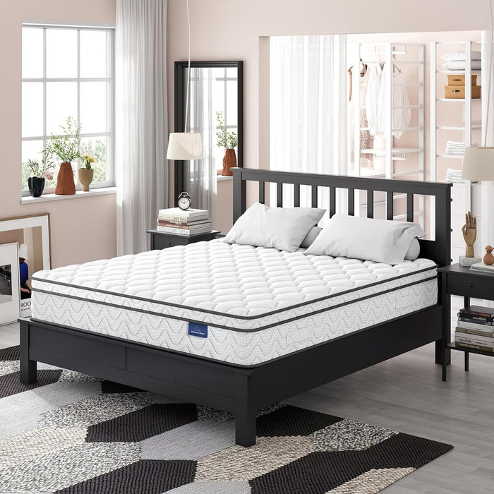 Full Size Mattress, 12 Inch Hybrid Double Bed Mattress in a Box with Memory Foam and Pocket Spring, Ergonomic Design & Pressure Relief, Medium Firm Feel, 54"*75"*12"