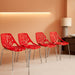 Forest Modern Dining Chair Set of 4 Red, Cut-Out Solid Back, Durable Polypropylene Seat with Chromed Legs, Stackable Contemporary Kitchen and Dining Room Chairs