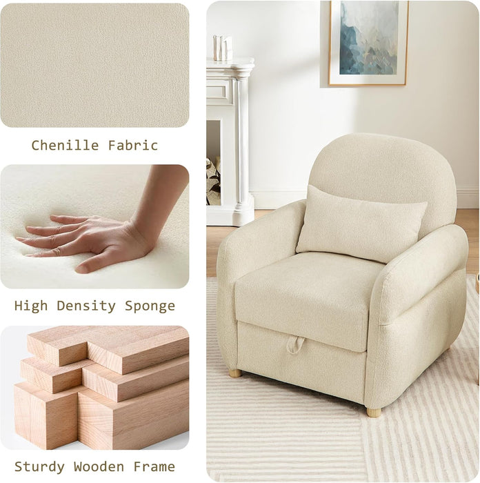33.5" Accent Chair with Seat Storage Modern Reading Chair Accent Chairs for Living Room Armchair Bedroom,Apartment (Beige, 33.5")