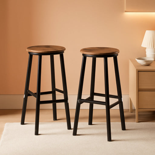 Bar Stools Set of 2, Counter Height Bar Stools, 24.8" Bar Stools for Kitchen Island, Industrial Kitchen Bar Chairs, for Dining Room, Kitchen, Bar, Rustic Brown and Black BF07BY01G1