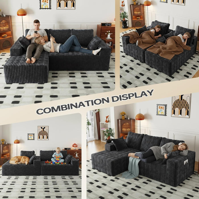 NinetySixInch Configurable Modular Sectional Sofa Memory Foam
