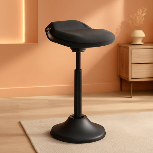 Standing Desk Chair, Adjustable Ergonomic Standing Stool, 23.6-33.3 Inches, Swivel Sitting Balance Chair, Fabric Upholstery, Anti-Slip Bottom Pad, Ink Black UOSC02BK