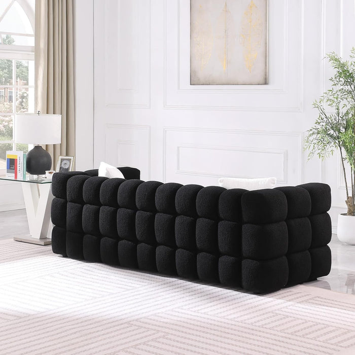 Modern Teddy Cloud Sofa - Comfy Boucle Tufted 3-Seater