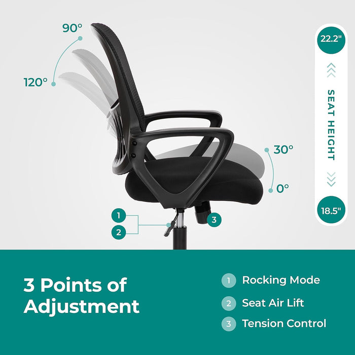 Home Office Chair, Mesh Desk Chair, Ergonomic Lumbar Support