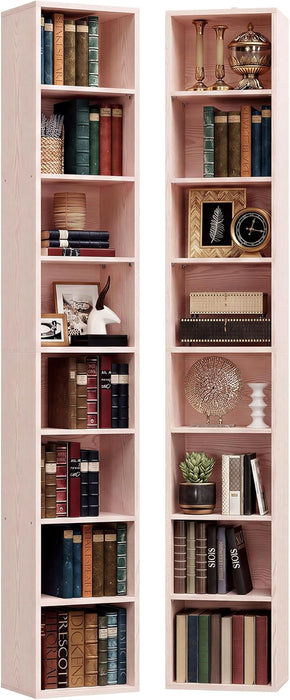 Tall Narrow Floorstanding Bookshelf With Eight Shelves