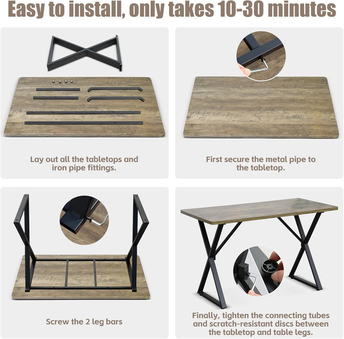Heavy Duty Office Desk 47.2" – 800 Lbs Capacity, 45 Lbs Net Weight (Double the Average), 1" Thick Desktop, 1Mm Steel Frame, No Wobble for Home Office Gaming