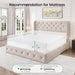 Queen Size Bed Frame with 4 Storage Drawers and Tufted Headboard Linen Upholstered Platform Bed Frame Wingback Beds with Wooden Slats Support, Easy Assembly, Beige