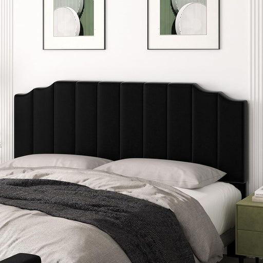 King Size Headboard Only, Velvet Wall Mounted Headboard King/California for Adjustable Bed Modern Upholstered Head Board Easy Assembly, Black