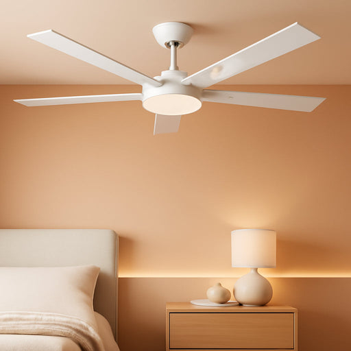 Contemporary 52 Inch White Ceiling Fan LED Lighting