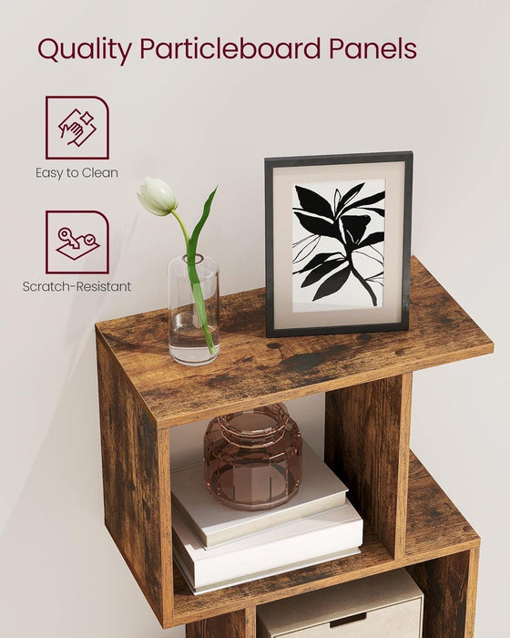 Bookshelf, 5-Tier Bookcase, 9.4 X 15.7 X 62.6 Inches, Storage Shelf with Open Compartments, Modern Style, for Living Room, Bedroom, Office, Rustic Brown ULBC462K01