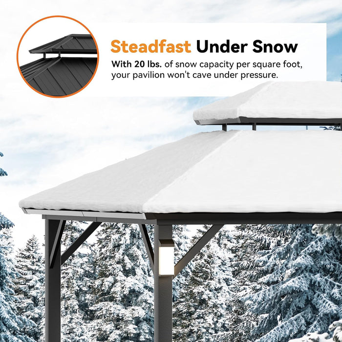 10x14 Black Hard Top Gazebo IndustrialGrade Weatherproof