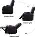 Black Leather Recliner with USB & Cup Holders