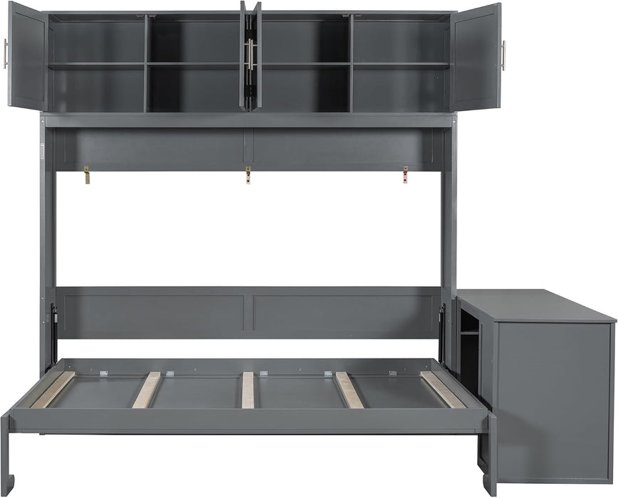 Queen Size Murphy Bed WithIntegratedStorageCabinets