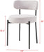 Modern Dining Room Chairs, Mid-Century round Upholstered Boucle Kitchen Dining Chairs with Black Metal Legs (4, Grey)