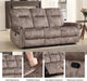 Manual Recliner 3 Seat Sofa Couch, Soft Fabric 3 Seater Reclining Couch Chair, Vintage Rivet Mid-Century Design Furniture for Living Room, Meeting Room, Brown