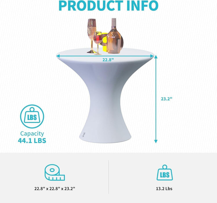 18" LED Cocktail Table，Rechargeable Light up Furniture with Remote, 16 RGB Colors Changing Coffee Table，Waterproof Luminous Table for Party，Bar-Hourglass